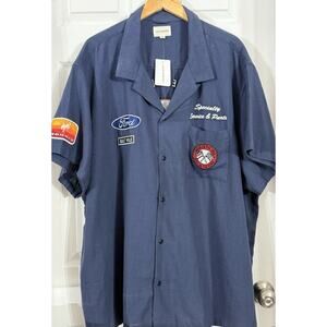 NEW Lucky Brand Mechanic Shirt Ford Bronco Short Sleeve Service Blue Size 4XL 4X